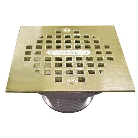 Jones Stephens 2in. PVC IPS Plastic Spud with 4in. Polished Brass Square Strainer D50990